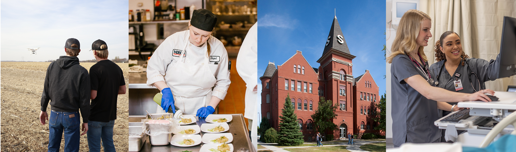 Academic photos and campus building