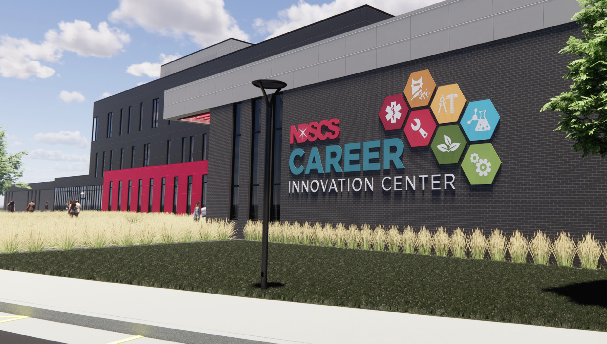 outside of building with signage noting NDSCS Career Innovation Center