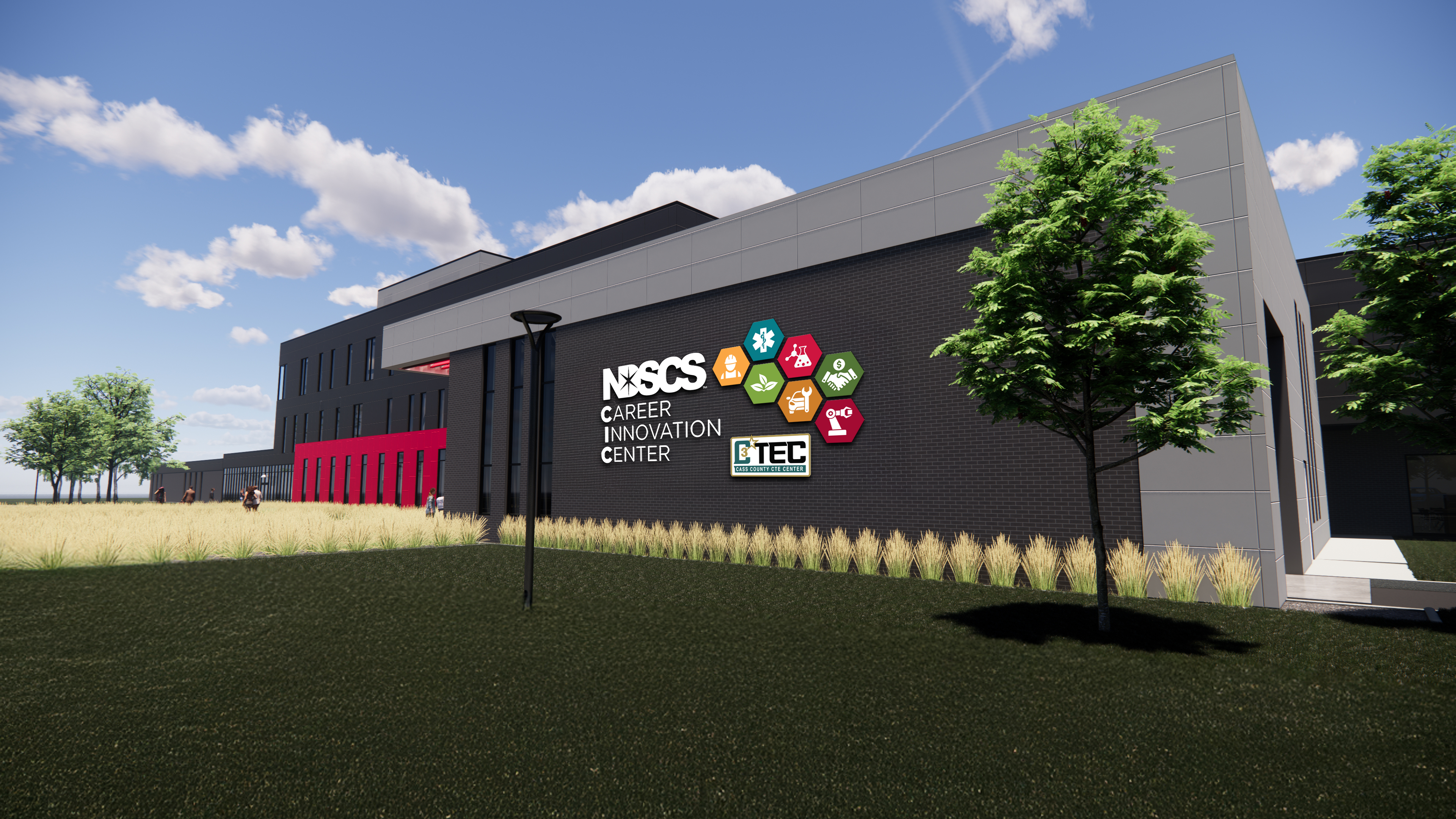 outside of building with signage noting NDSCS Career Innovation Center