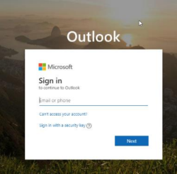 Outlook Sign in page