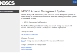 NDSCS Account Management System Home Page