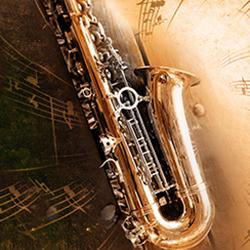 Saxophone and music notes